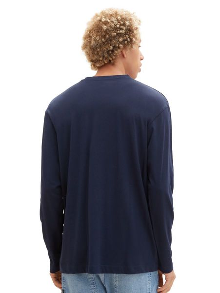Tom Tailor Denim Relaxed long-sleeved shirt with a logo print - blue (10668)
