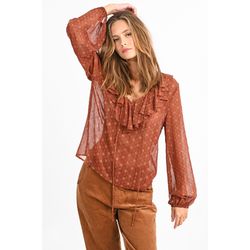 Molly Bracken Ruffled collar blouse  - orange/brown (RUST CLARISSE)