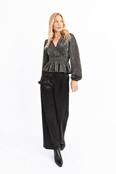 Molly Bracken Blouse with puffed sleeves - silver (BLACK)