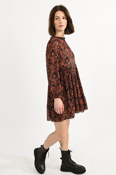 Molly Bracken Kurzes Kleid mit Blumenmuster - schwarz/rot (BLACK ANNA)
