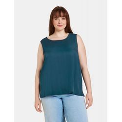 Samoon Blouse top with side slits  - blue (08760)