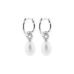 Pilgrim Boucles d'oreilles en perles d'eau douce - Baker - silver/blanc (SILVER)