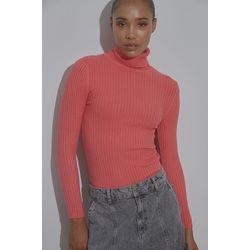 BSB Ribbed longsleeve turtleneck - red/pink/orange (CORAL  )