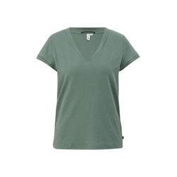 Q/S designed by T-shirt with V-neck   - green (7816)