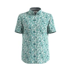 s.Oliver Red Label Slim : chemise à manches courtes avec col Kent   - vert/bleu (65A1)