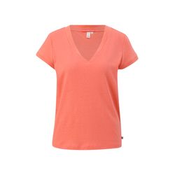 Q/S designed by T-Shirt mit V-Ausschnitt   - orange (2347)