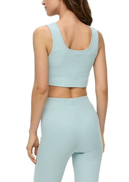 Q/S designed by Top made of ribbed fabric - blue (6103)