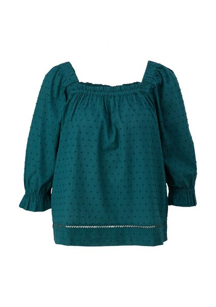 Q/S designed by Off-shoulder blouse with dobby structure - blue (6737)