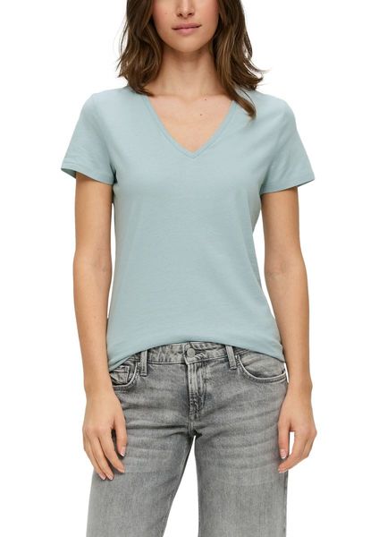 Q/S designed by Jersey v-neck shirt - blue (6103)