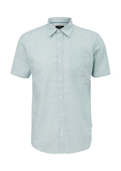 Q/S designed by Slim : chemise en lin mélangé  - vert/bleu (61W0)