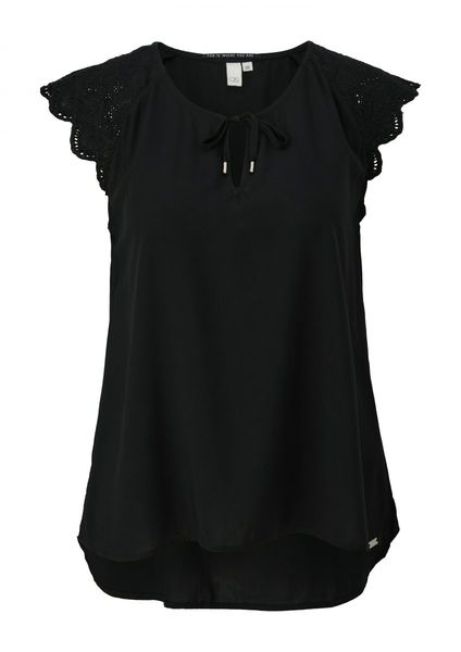 Q/S designed by Blouse top with Broderie Anglaise - black (9999)