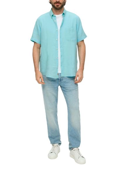 s.Oliver Red Label Short-sleeved linen shirt  - blue (6040)
