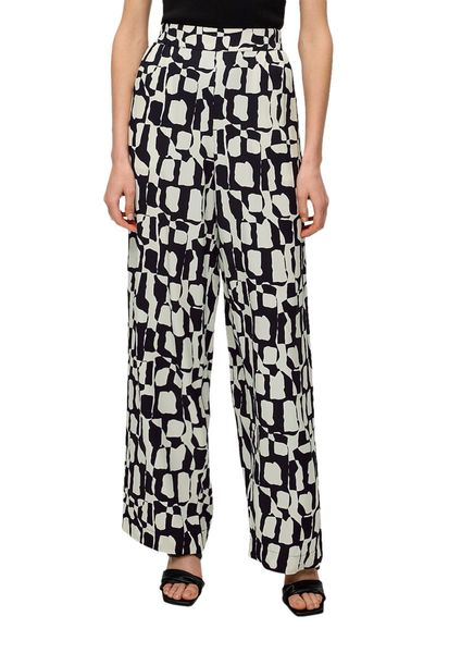s.Oliver Black Label Regular: Trousers with wide leg  - white/black (99A1)