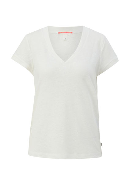 Q/S designed by T-shirt with V-neck   - white (0200)