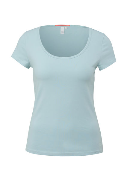 Q/S designed by T-shirt with U-neck - blue (6103)