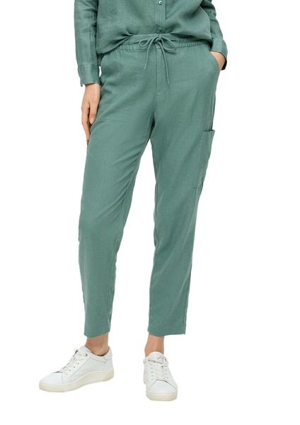 s.Oliver Red Label Relaxed: pantalon en mélange de lin - vert (6575)