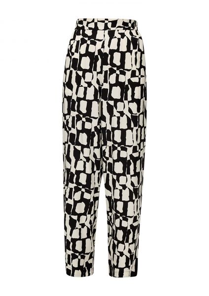 s.Oliver Black Label Regular: Pantalon avec jambes larges  - blanc/noir (99A1)
