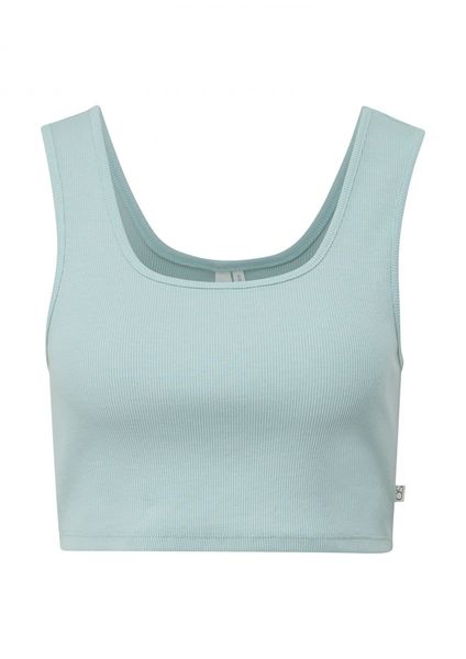 Q/S designed by Top made of ribbed fabric - blue (6103)
