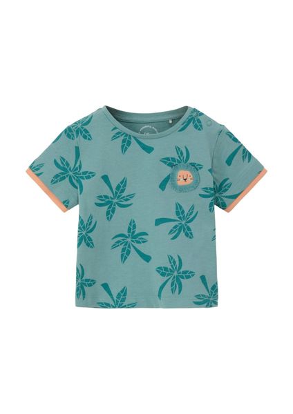 s.Oliver Red Label T-shirt with palm tree print - blue (65A9)