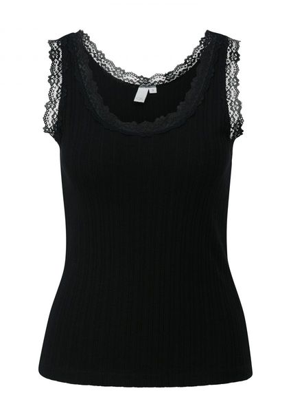 Q/S designed by Top with lace details  - black (9999)
