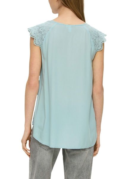 Q/S designed by Blouse top with Broderie Anglaise - blue (6103)