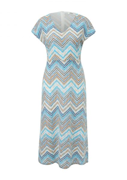 s.Oliver Black Label Kleid mit V-Ausschnitt - braun/blau (64X0)