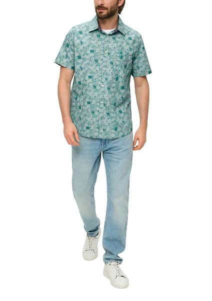 s.Oliver Red Label Slim: Short-sleeved shirt with Kent collar   - green/blue (65A1)