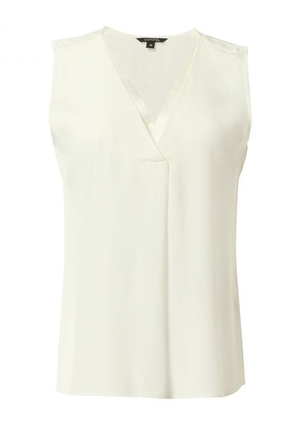 comma V-neck blouse - white (0120)