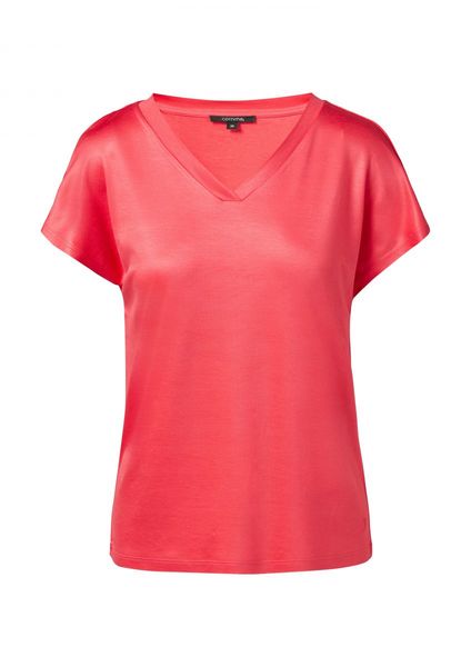 comma Fließendes Viskose-T-Shirt in Seidenoptik - pink (4294)