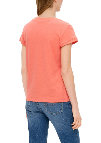 Q/S designed by T-Shirt mit V-Ausschnitt   - orange (2347)