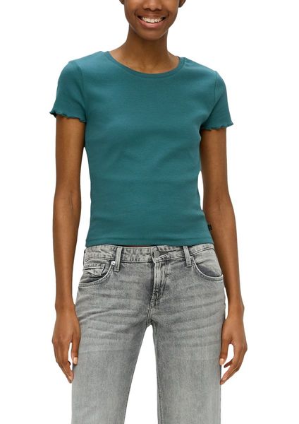 Q/S designed by T-shirt in a rib knit - blue (6737)