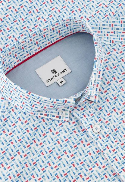 State of Art Regular fit: chemise à manches courtes - blanc/rouge/bleu (1143)
