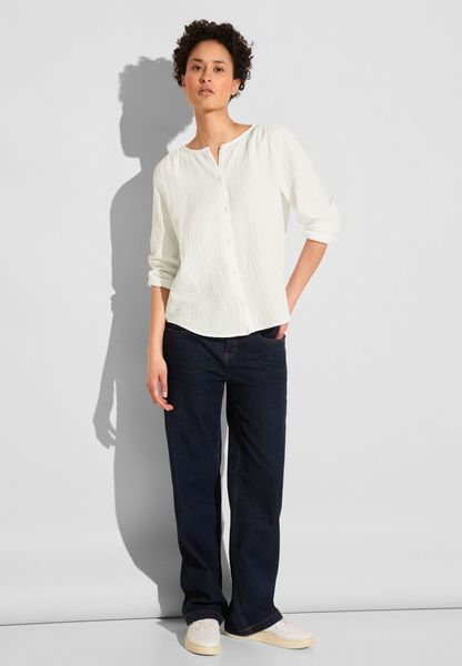 Street One Muslin buttoned roundneck blouse - white (10108)