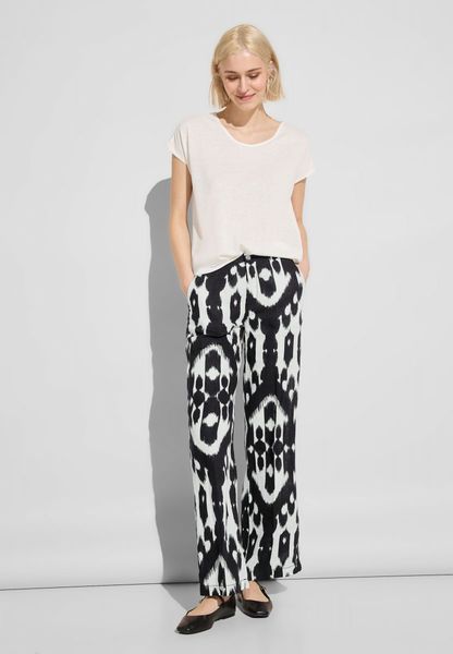 Street One Linen trousers with print - black (20001)