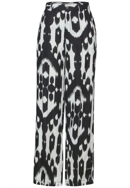 Street One Linen trousers with print - black (20001)