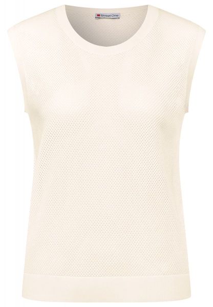 Street One mesh knitted top - white (14451)