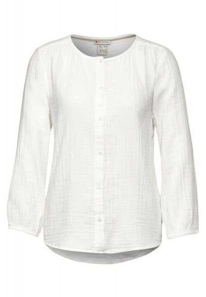 Street One Muslin buttoned roundneck blouse - white (10108)