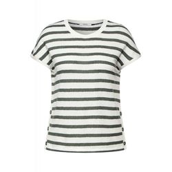 Cecil Striped Button T-shirt - white/green (23474)