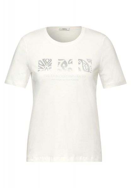 Cecil T-Shirt mit Schimmer Print - weiß (23474)