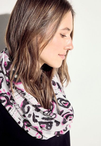 Cecil Loop scarf with print - white/black/pink (33474)