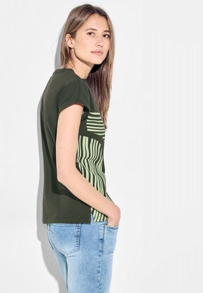 Cecil T-shirt à rayures - vert (35747)