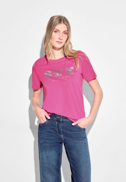 Cecil T-Shirt mit Schimmer Print - pink (25369)