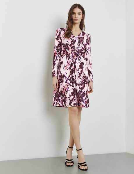 Taifun Kleid mit Knotendetail - schwarz/pink/beige (09452)