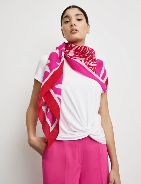 Taifun Cotton scarf with a print - red (06522)