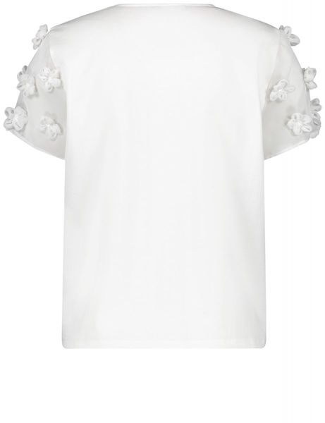 Taifun Top with floral detail - beige/white (09700)