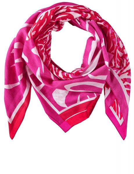 Taifun Cotton scarf with a print - red (06522)