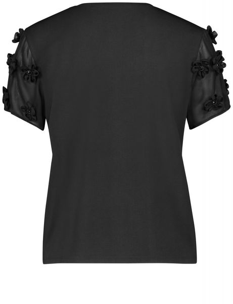 Taifun Top with floral detail - black (01100)