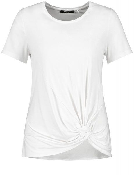 Taifun T-shirt avec détails froncés - beige/blanc (09600)