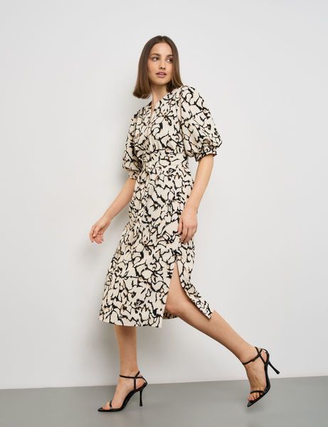 Taifun Dress with all-over pattern - black/beige (09452)
