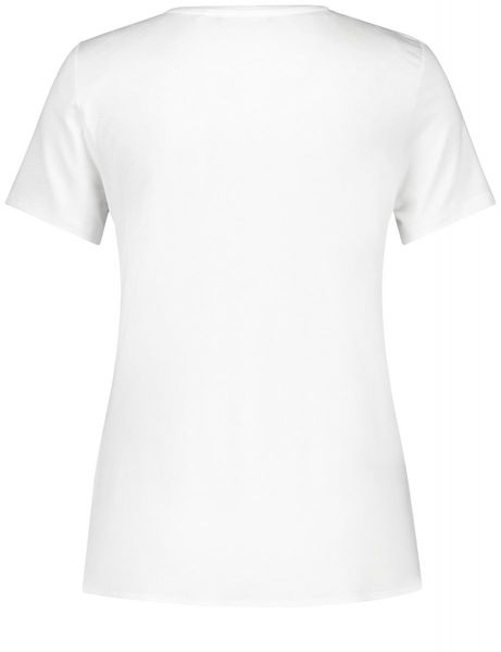 Taifun T-shirt with gathered detail - beige/white (09600)
